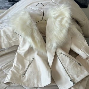 Fashionova faux white leather fur jacket